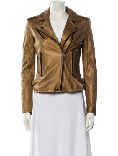 Pre-owned Iro Lamb Leather Biker Jacket In Gold