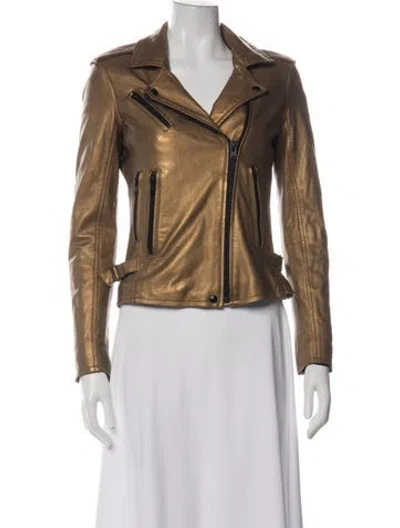 Pre-owned Iro Lamb Leather Biker Jacket In Gold