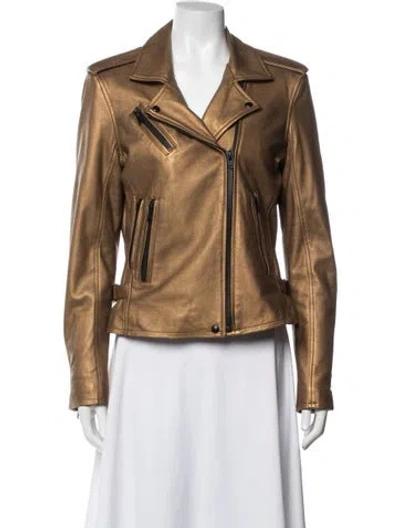 Pre-owned Iro Lamb Leather Biker Jacket In Gold/metallic