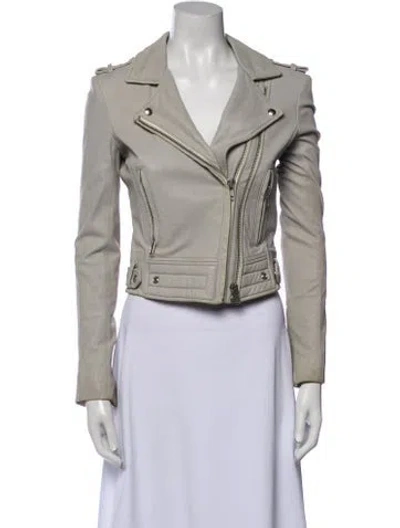 Pre-owned Iro Lamb Leather Biker Jacket In Gray