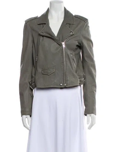 Pre-owned Iro Lamb Leather Biker Jacket In Gray