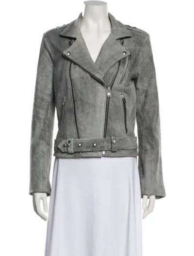 Pre-owned Iro Lamb Leather Biker Jacket In Gray