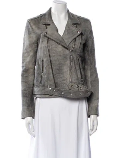 Pre-owned Iro Lamb Leather Biker Jacket In Gray