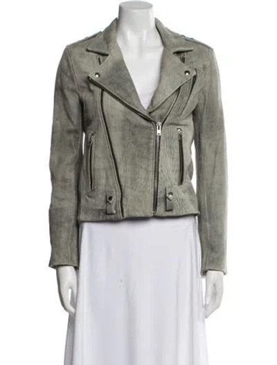 Pre-owned Iro Lamb Leather Biker Jacket In Gray