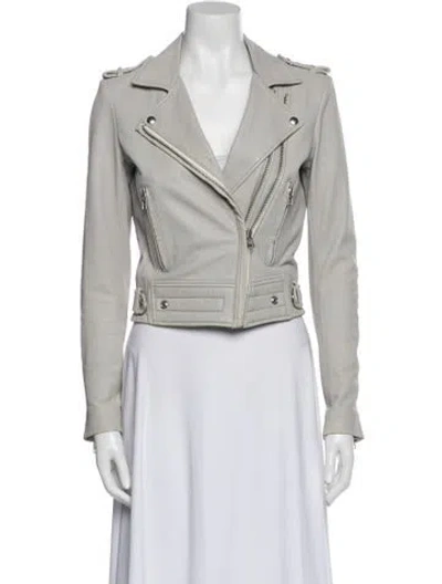 Pre-owned Iro Lamb Leather Biker Jacket In Gray