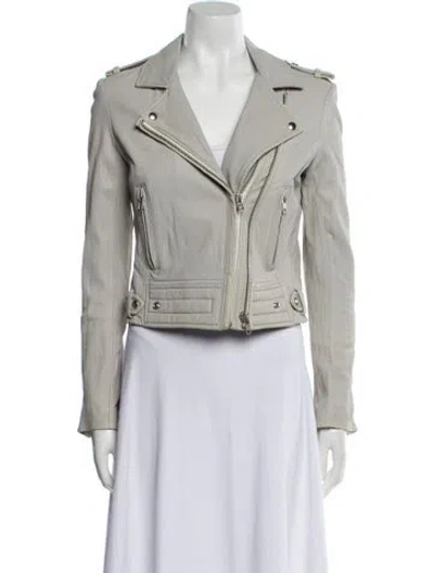 Pre-owned Iro Lamb Leather Biker Jacket In Gray