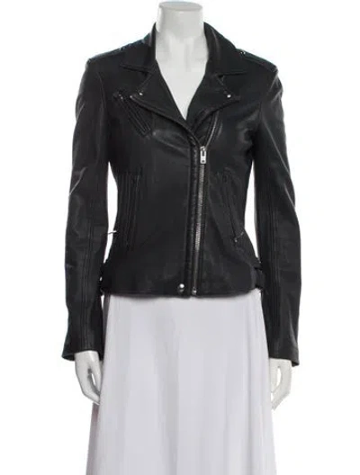 Pre-owned Iro Lamb Leather Biker Jacket In Gray