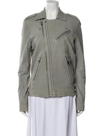 Pre-owned Iro Lamb Leather Biker Jacket In Gray
