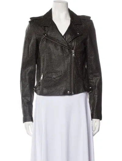 Pre-owned Iro Lamb Leather Biker Jacket In Gray