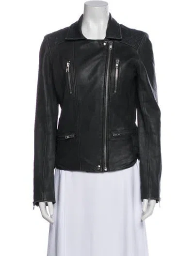 Pre-owned Iro Lamb Leather Biker Jacket In Gray