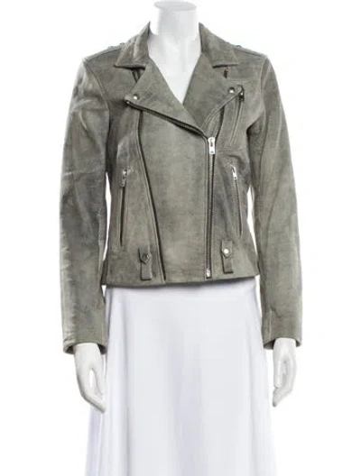 Pre-owned Iro Lamb Leather Biker Jacket In Gray