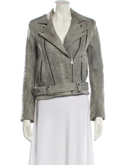 Pre-owned Iro Lamb Leather Biker Jacket In Gray