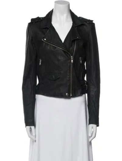 Pre-owned Iro Lamb Leather Biker Jacket In Gray