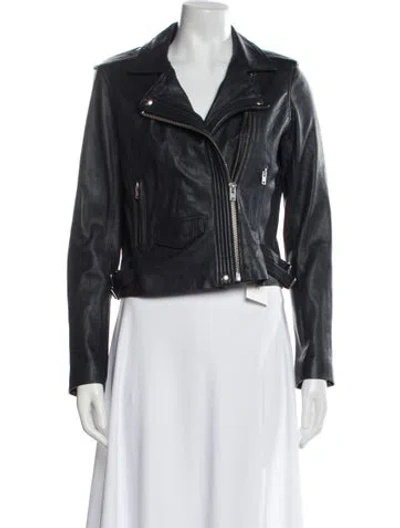 Pre-owned Iro Lamb Leather Biker Jacket In Gray