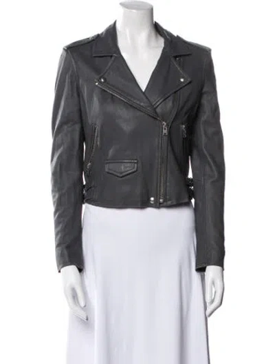 Pre-owned Iro Lamb Leather Biker Jacket In Gray