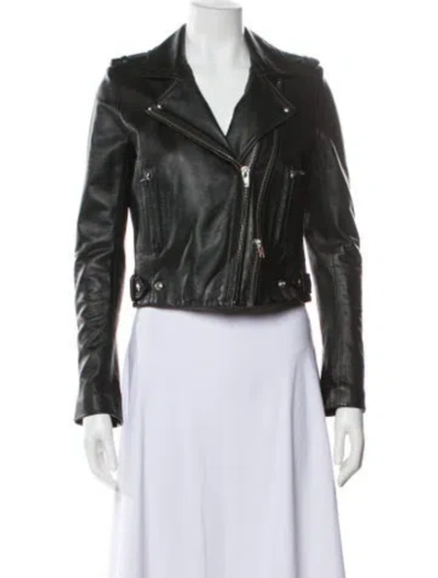 Pre-owned Iro Lamb Leather Biker Jacket In Gray