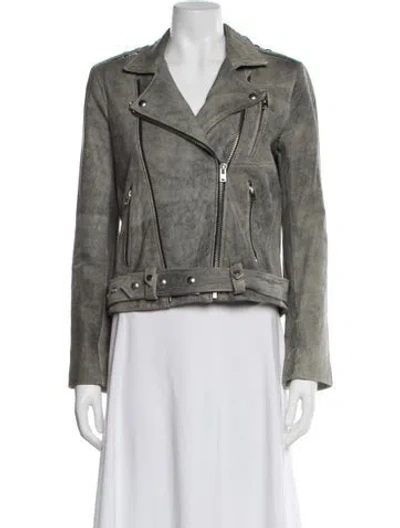 Pre-owned Iro Lamb Leather Biker Jacket In Gray