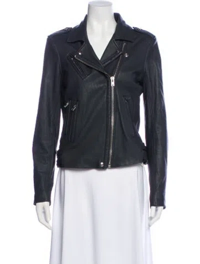Pre-owned Iro Lamb Leather Biker Jacket In Gray