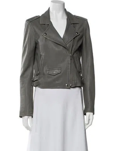 Pre-owned Iro Lamb Leather Biker Jacket In Gray