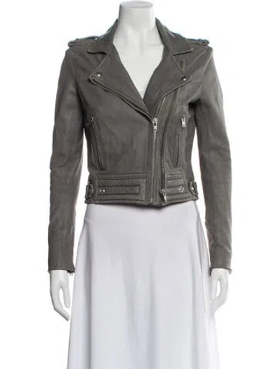 Pre-owned Iro Lamb Leather Biker Jacket In Gray