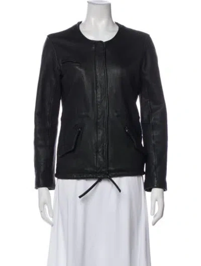 Pre-owned Iro Lamb Leather Biker Jacket In Gray