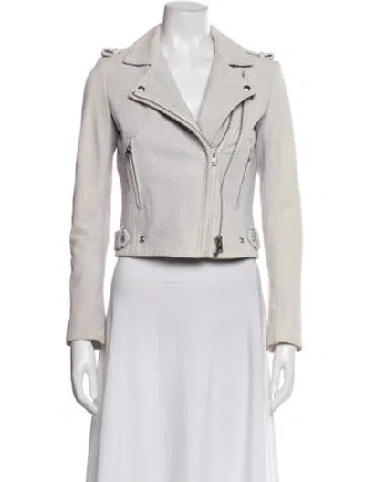 Pre-owned Iro Lamb Leather Biker Jacket In Gray