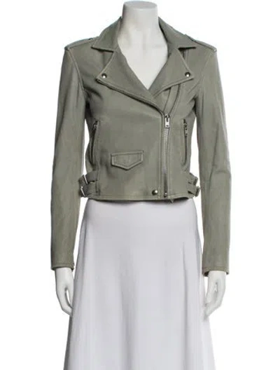 Pre-owned Iro Lamb Leather Biker Jacket In Gray