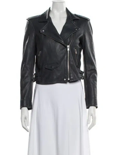 Pre-owned Iro Lamb Leather Biker Jacket In Gray