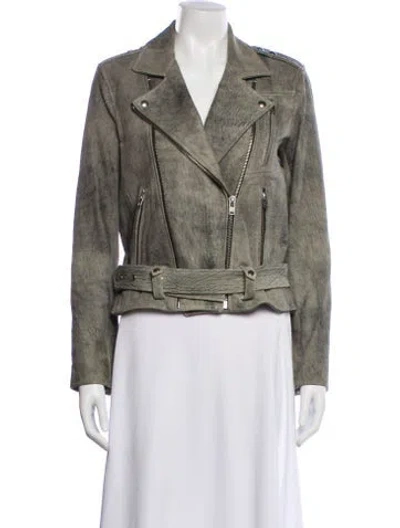 Pre-owned Iro Lamb Leather Biker Jacket In Gray