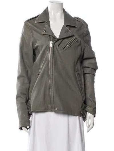 Pre-owned Iro Lamb Leather Biker Jacket In Gray