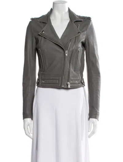 Pre-owned Iro Lamb Leather Biker Jacket In Gray