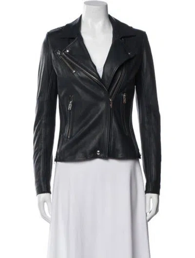 Pre-owned Iro Lamb Leather Biker Jacket In Gray