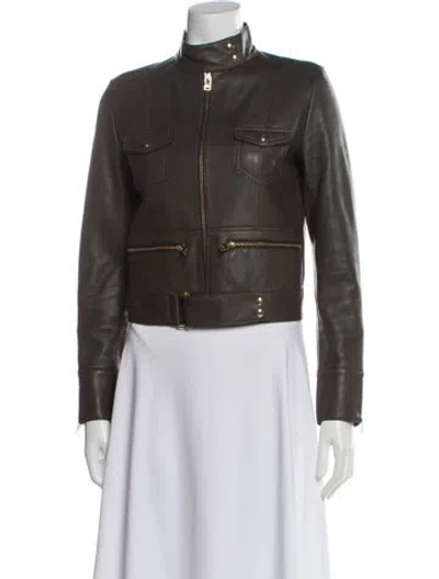 Pre-owned Iro Lamb Leather Biker Jacket In Gray