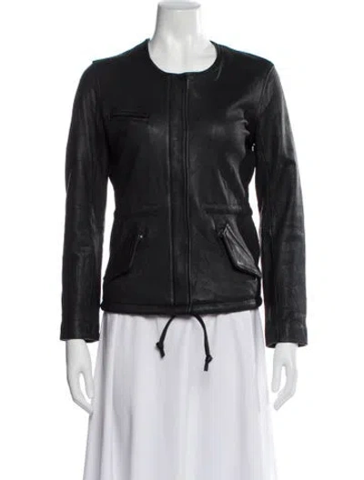 Pre-owned Iro Lamb Leather Biker Jacket In Gray