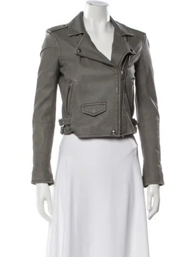 Pre-owned Iro Lamb Leather Biker Jacket In Gray