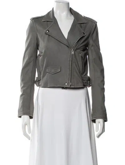 Pre-owned Iro Lamb Leather Biker Jacket In Gray
