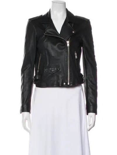 Pre-owned Iro Lamb Leather Biker Jacket In Gray