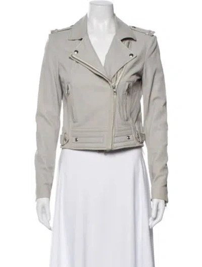 Pre-owned Iro Lamb Leather Biker Jacket In Gray