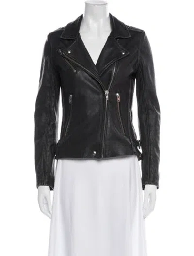 Pre-owned Iro Lamb Leather Biker Jacket In Gray