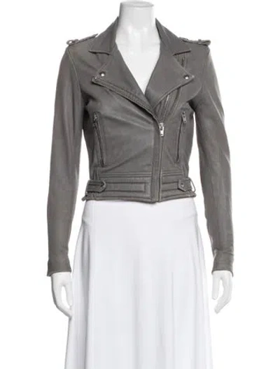 Pre-owned Iro Lamb Leather Biker Jacket In Gray