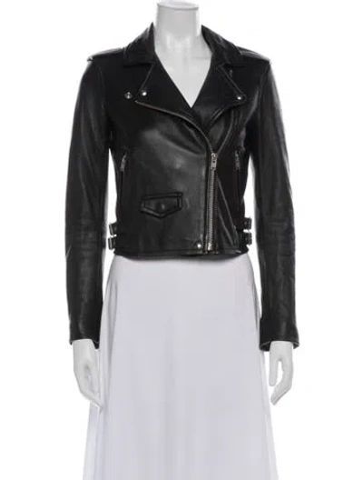 Pre-owned Iro Lamb Leather Biker Jacket In Gray