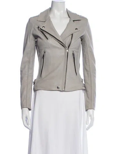 Pre-owned Iro Lamb Leather Biker Jacket In Gray