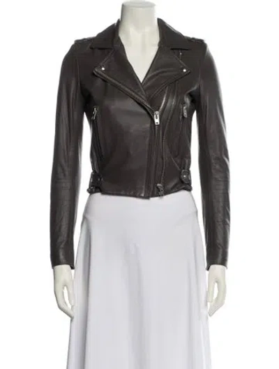 Pre-owned Iro Lamb Leather Biker Jacket In Gray