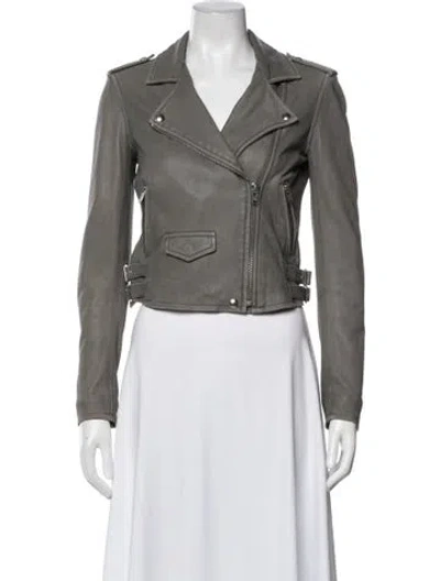 Pre-owned Iro Lamb Leather Biker Jacket In Gray