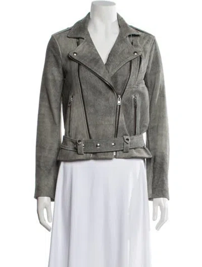Pre-owned Iro Lamb Leather Biker Jacket In Gray