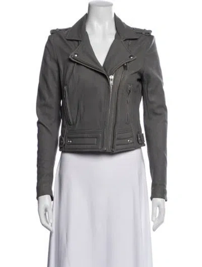 Pre-owned Iro Lamb Leather Biker Jacket In Gray