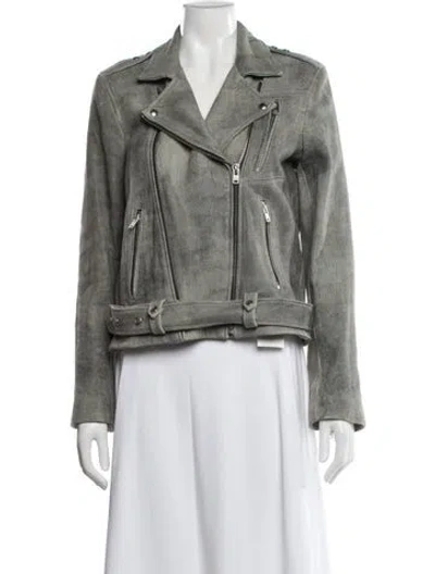 Pre-owned Iro Lamb Leather Biker Jacket In Gray