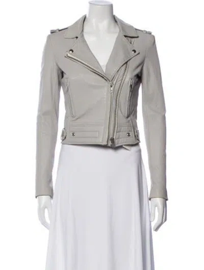 Pre-owned Iro Lamb Leather Biker Jacket In Gray