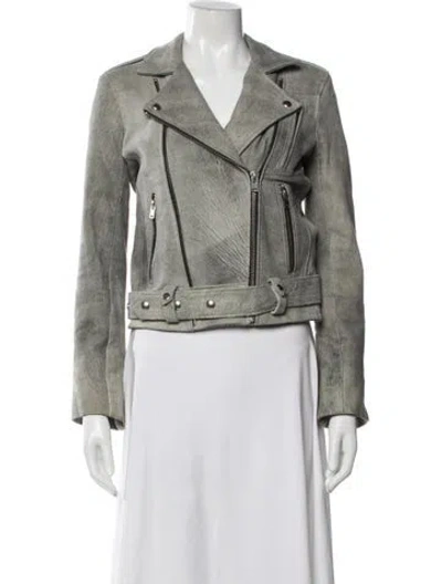 Pre-owned Iro Lamb Leather Biker Jacket In Gray