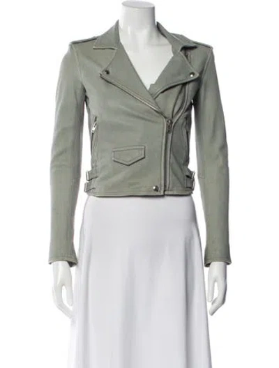Pre-owned Iro Lamb Leather Biker Jacket In Green